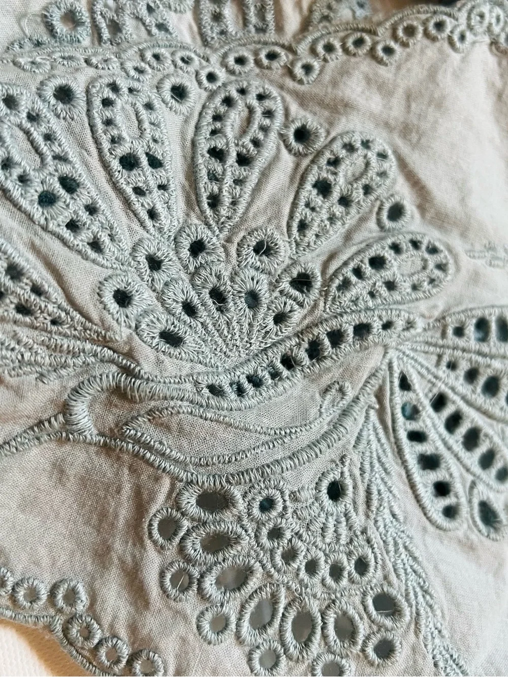 Free People Light Blue Eyelet Tie-Front Top